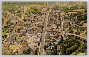 WV Air View of Morgantown Business District 1942 Postcard P21