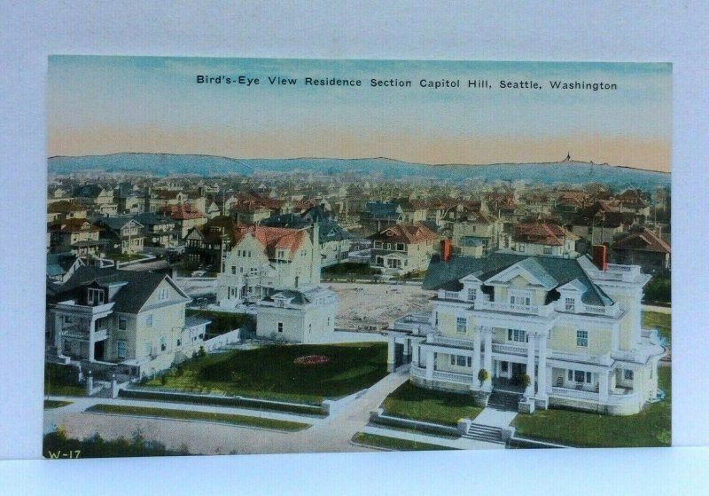 Seattle WA Birds Eye View Residence Section Capitol Hill Vintage Postcard