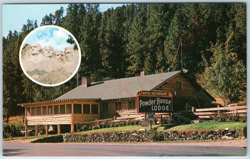 c1960s Keystone, SD Powder House Lodge Motel Restaurant Mt Rushmore Chrome A197