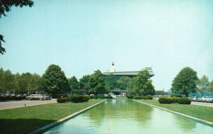 Long Island New York, Belmont's Pool Club House Floral Fountain Vintage Postcard