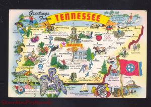 GREETINGS FROM TENNESSEE STATE MAP VINTAGE POSTCARD