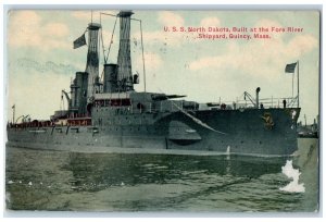 1913 USS North Dakota Fore River War Ship Bennington VT Quincy MA Postcard