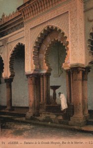Vintage Postcard Alger Dela Grande Mosquie Rue De La Marine Mosque in Algeria