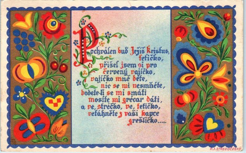 CZECHOSLAVAKIA   GREETING Postcard circa 1939 (Nazi Occupation period)