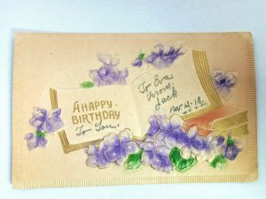 Vintage Postcard A Happy Birthday Holiday Floral Embossed from 1918