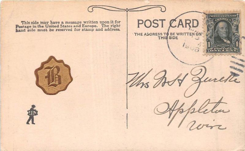 Wisconsin Wi Postcard 1908 DALE Woodman Hall H. Bock