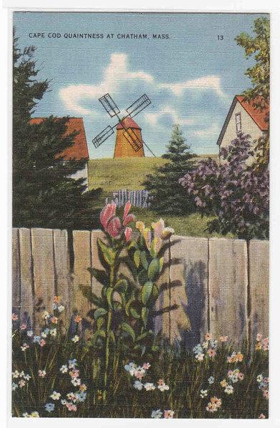 Cape Cod Windmill Chatham Massachusetts linen postcard