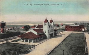 Hand Colored PC N.P. Railroad Passenger Depot in Bismarck, North Dakota~117856