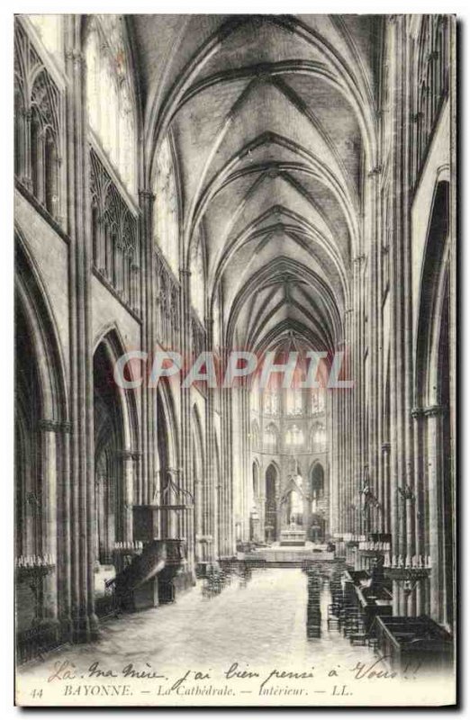 Postcard Old Bayonne La Cathedrale Interieur