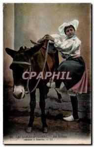 Old Postcard The Sands D Olonne Our sablaises amount nag Donkey Donkey