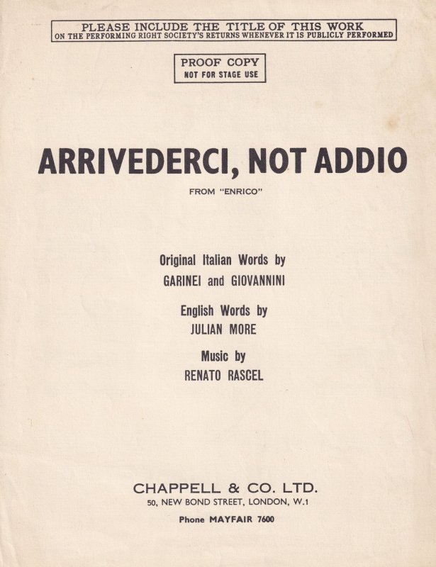 Arrivederci Not Addio Proof Copy Enrico Olde Sheet Music