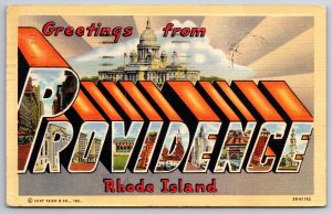 Providence Rhode Island~Capitol~Vintage Large Letter Linen Postcard