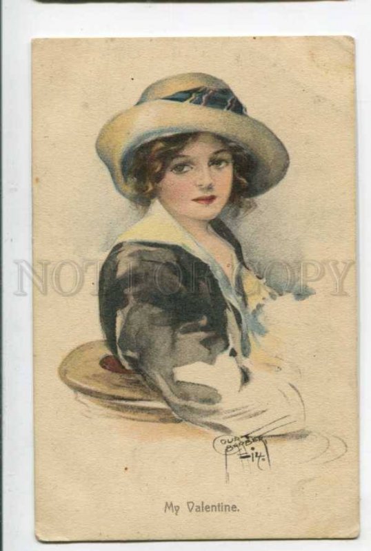 402642 My Valentine BELLE in Hat by Court BARBER vintage PC