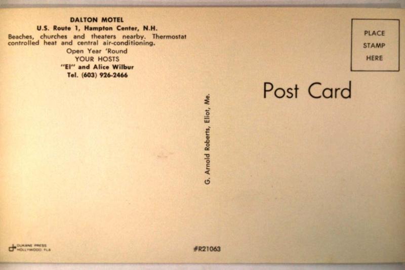 Unused pre-1980 DALTON MOTEL in Hampton Center New Hampshire NH postcard y2951