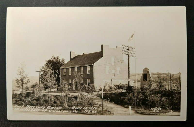 Mint Vintage Fort Necessity Museum East Union Town PA Real Photo Postcard RPPC