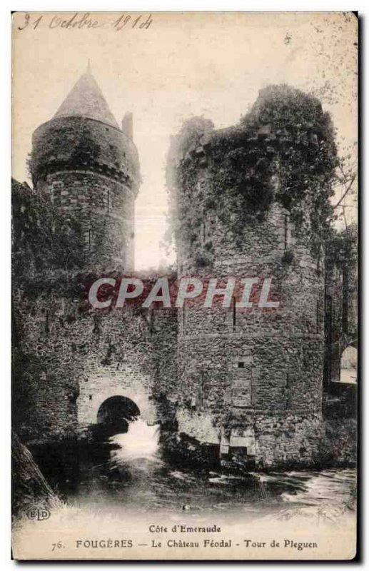 Old Postcard Cote d'Emeraude Fougeres Chateau Feudal Tower Pleguen