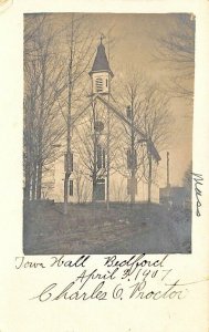 Bedford MA  Town Hall in 1907 Real Photo Postcard