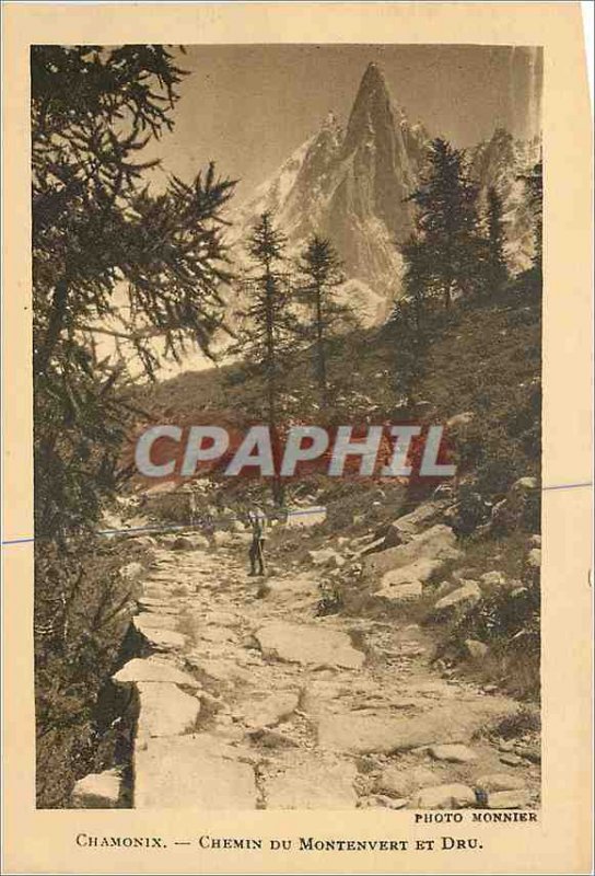 Old Postcard Chamonix Way Montenvert and Dru