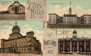 Vintage Postcard Old Court House Present City Hall Old Town Hall Portland Maine