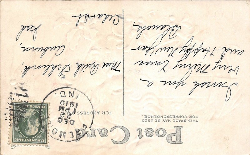 J6/ Santa Claus Christmas Postcard c1910 List Bells Spectacles 67