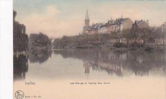 Belgium Ixelles Les etangs et l'eglise Ste Croix