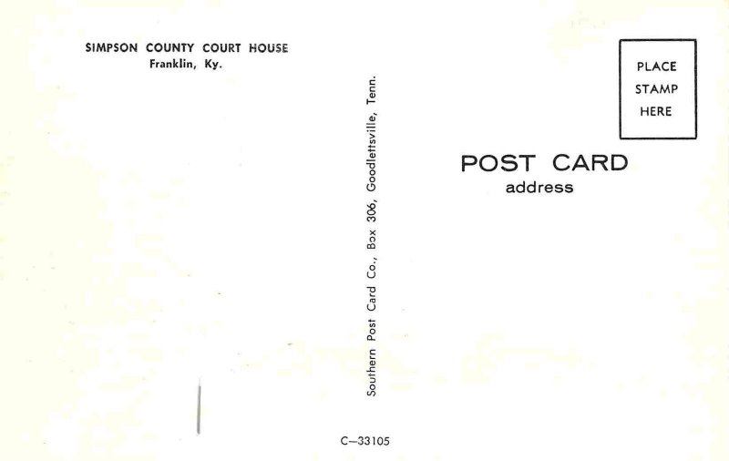 Simpson County Court House Franklin Kentucky postcard