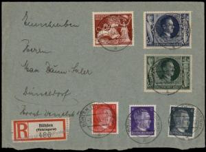 Germany 1943 Hitler With Swords Stamp Issue Registered Cover 71681