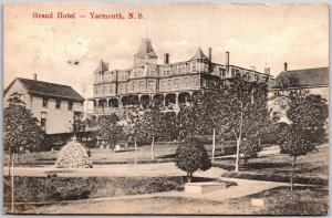 1906 Grand Hotel Your Mouth Nova Scotia Canada Grounds Trees Posted Postcard