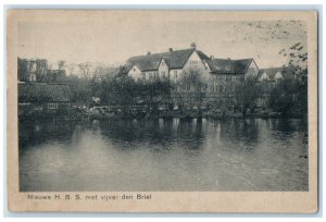 c1920's Nieuwe H.B.S. Met Vijver Den Briel Brielle Netherlands Postcard