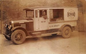 RPPC C. H. COLEY MILK TRUCK FOR BABY BUFFALO NEW YORK REAL PHOTO POSTCARD 1930s