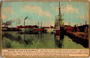 Ship at the Mouth of the Schuylkill River Philadelphia PA Vintage Postcard L55 