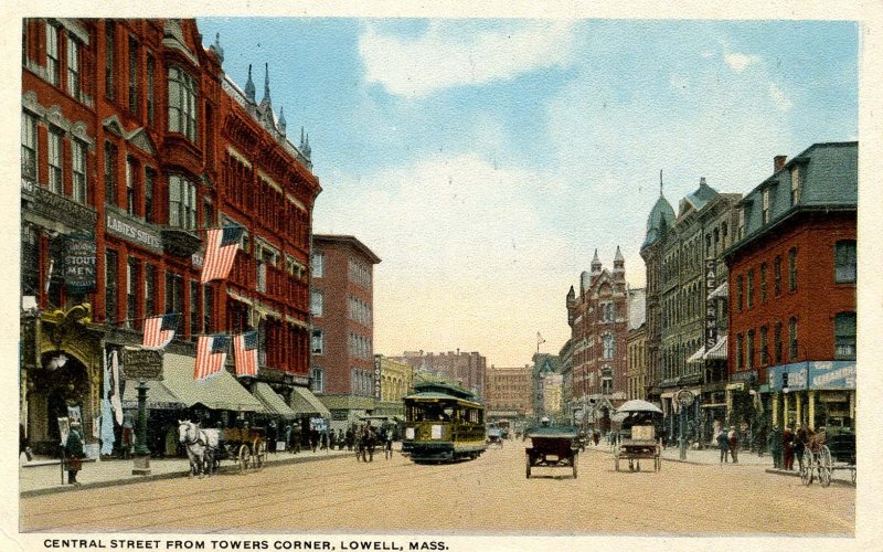 MA - Lowell. Central Street from Towers Corner