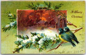 VINTAGE POSTCARD A MERRY CHRISTMAS MAILED LIVINGSTON ALABAMA (RARE CANCEL) 1906