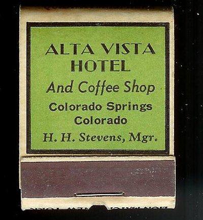 ALTA VISTA HOTEL Colorado 1940's Full Unstruck Matchbook