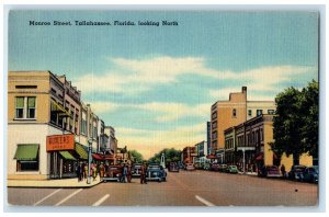 c1940s Monroe Street Looking North Tallahassee Florida FL Unposted Cars Postcard