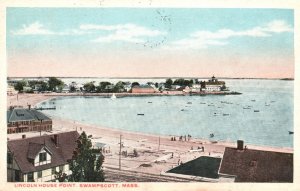 Vintage Postcard 1917 Lincoln House Point Scenic Beach Swampscott Massachusetts