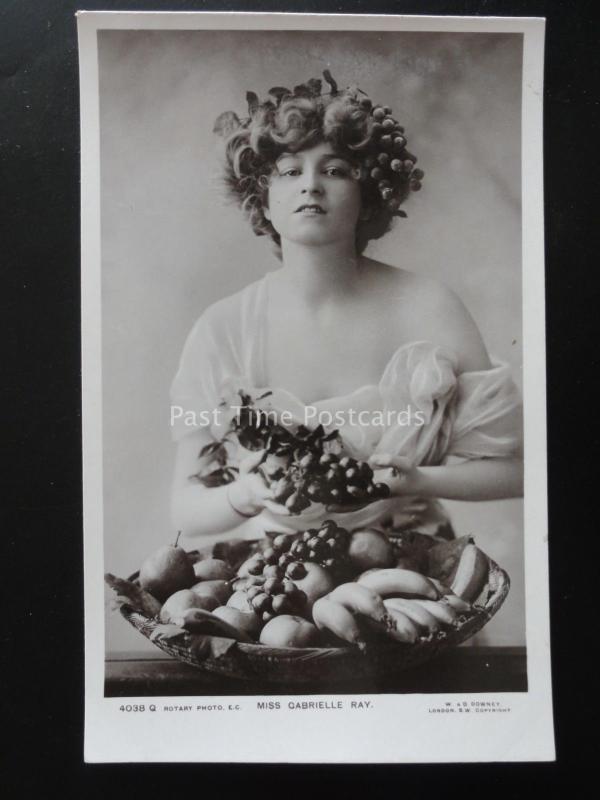 Actress MISS GABRIELLE RAY Fruit & Head Dress c1906 RP Postcard by Rotary 4038G