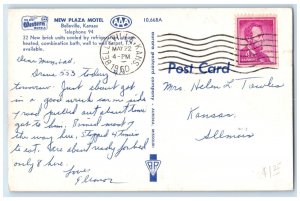 1960 New Plaza Motel Roadside US 36 Belleville Kansas KS Posted Vintage Postcard