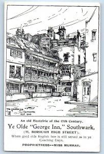 London England Postcard Ye Olde George Inn, Southwark c1910 Unposted