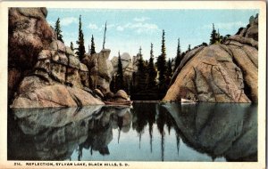 Reflections on Sylvan Lake, Black Hills SD Vintage Postcard L60