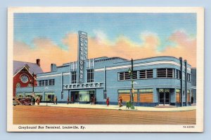 Greyhound Bus Terminal Louisville Kentucky KY UNP Linen Postcard D18