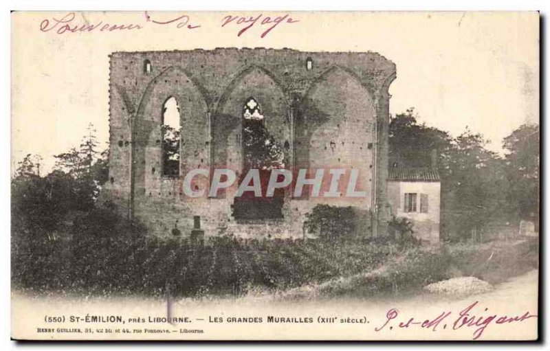 Postcard Old Saint Emilion near Libourne The great walls