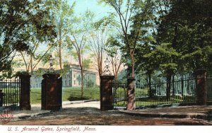 Vintage Postcard U. S. Arsenal Gates Springfield Massachusetts MA Metropolitan