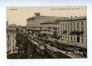 192718 POLAND WARSZAWA Hotel Bristol TRAMS Vintage postcard