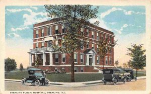Sterling Public Hospital Cars Sterling Illinois 1920s postcard