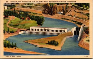 VTG Power Plant Bonneville Dam Columbia River Cascade Locks Oregon OR Postcard