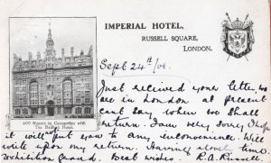Imperial Hotel London Has 600 Rooms Old Advertising Postcard