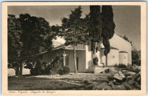 c1930s Tripolis, Greece St Georges Chapel Cypress Trees Rural Church Stones A357