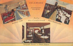 KENT HOTEL & RESTAURANT BARCLAY CAFE WILMINGTON DELAWARE POSTCARD 1942
