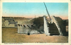Pueblo Indian Estufa or Kiva, New Mexico Vintage Postcard